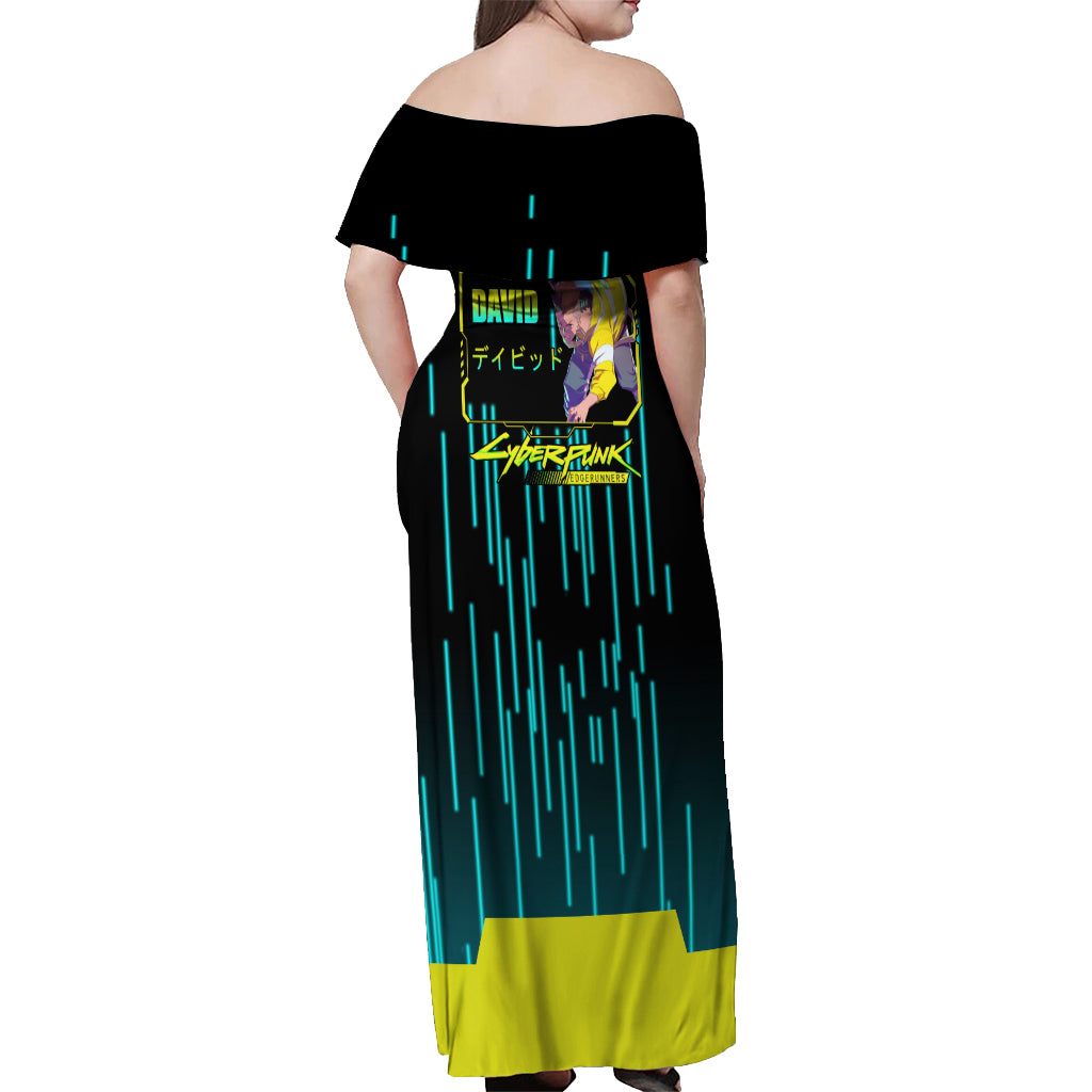 Cyberpunk David Martinez Off Shoulder Maxi Dress