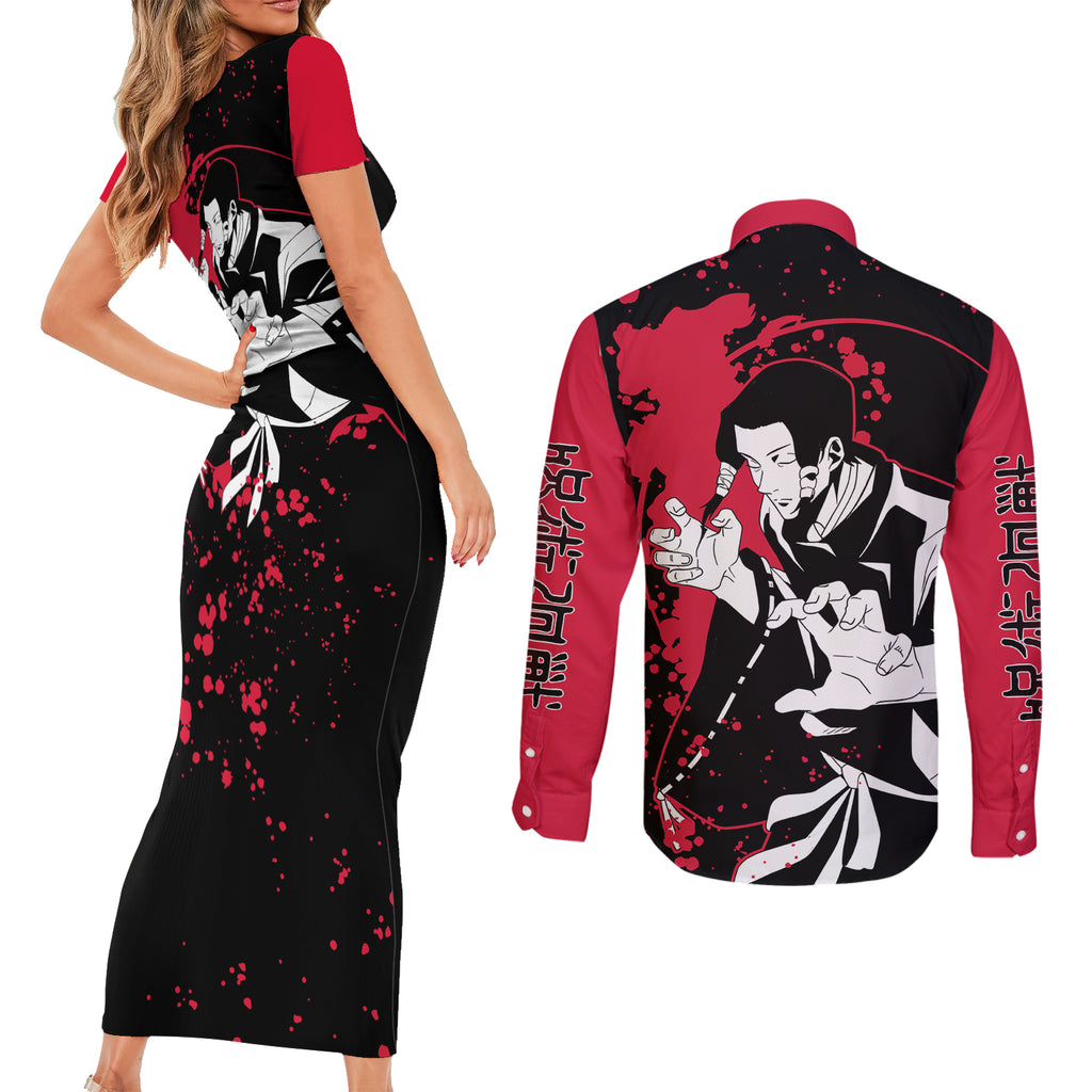 Noritoshi Kamo Jujutsu Kaisen Couples Matching Short Sleeve Bodycon Dress and Long Sleeve Button Shirt Manga Style Art