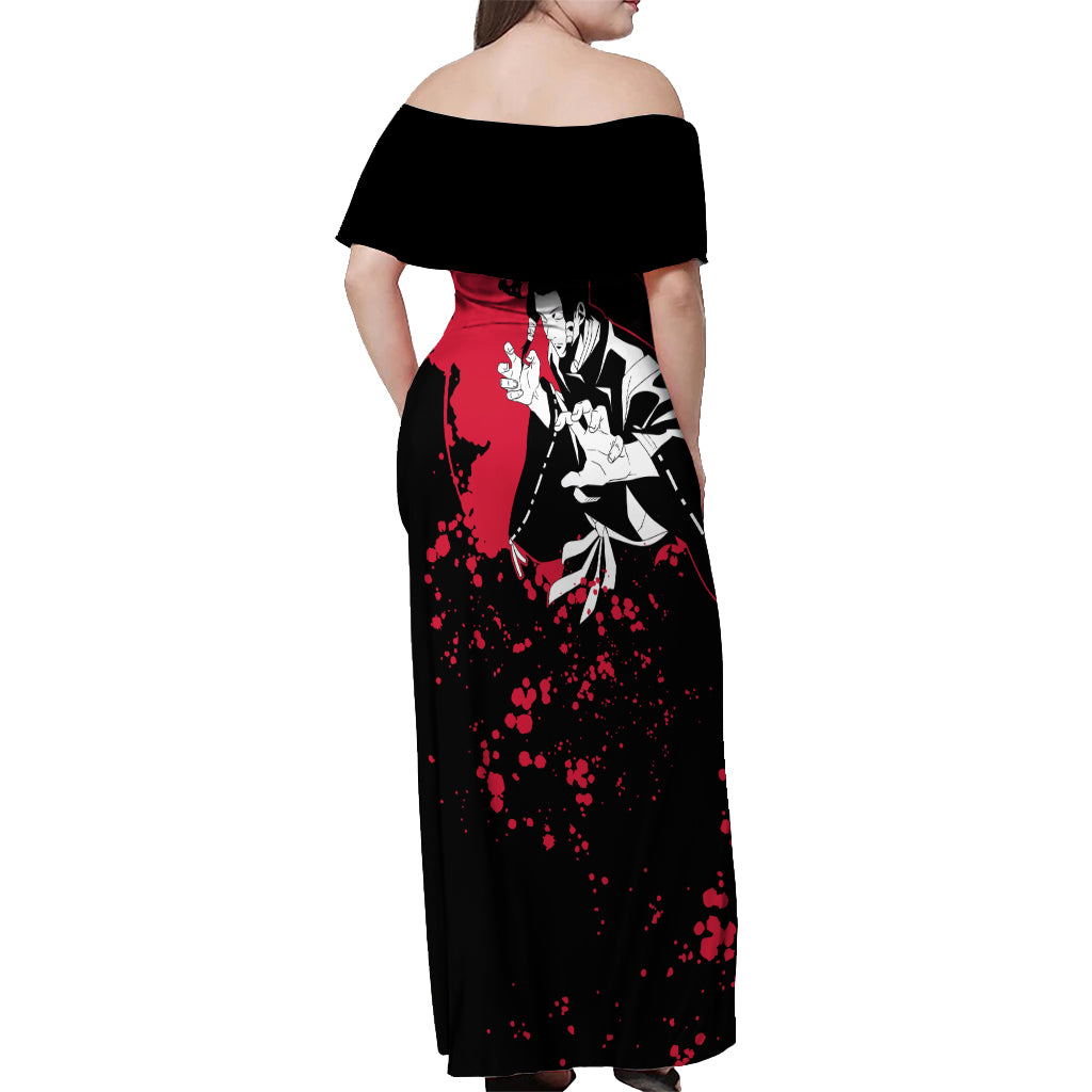 Noritoshi Kamo Jujutsu Kaisen Off Shoulder Maxi Dress Manga Style Art