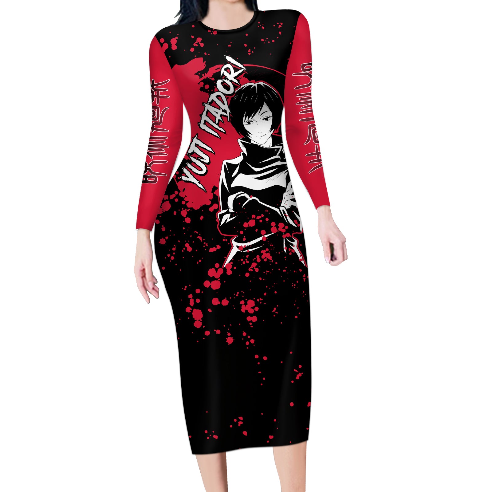 Mai Zenin Jujutsu Kaisen Long Sleeve Bodycon Dress Manga Style Art