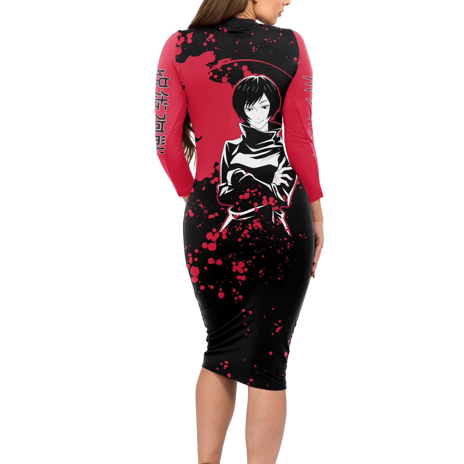 Mai Zenin Jujutsu Kaisen Long Sleeve Bodycon Dress Manga Style Art