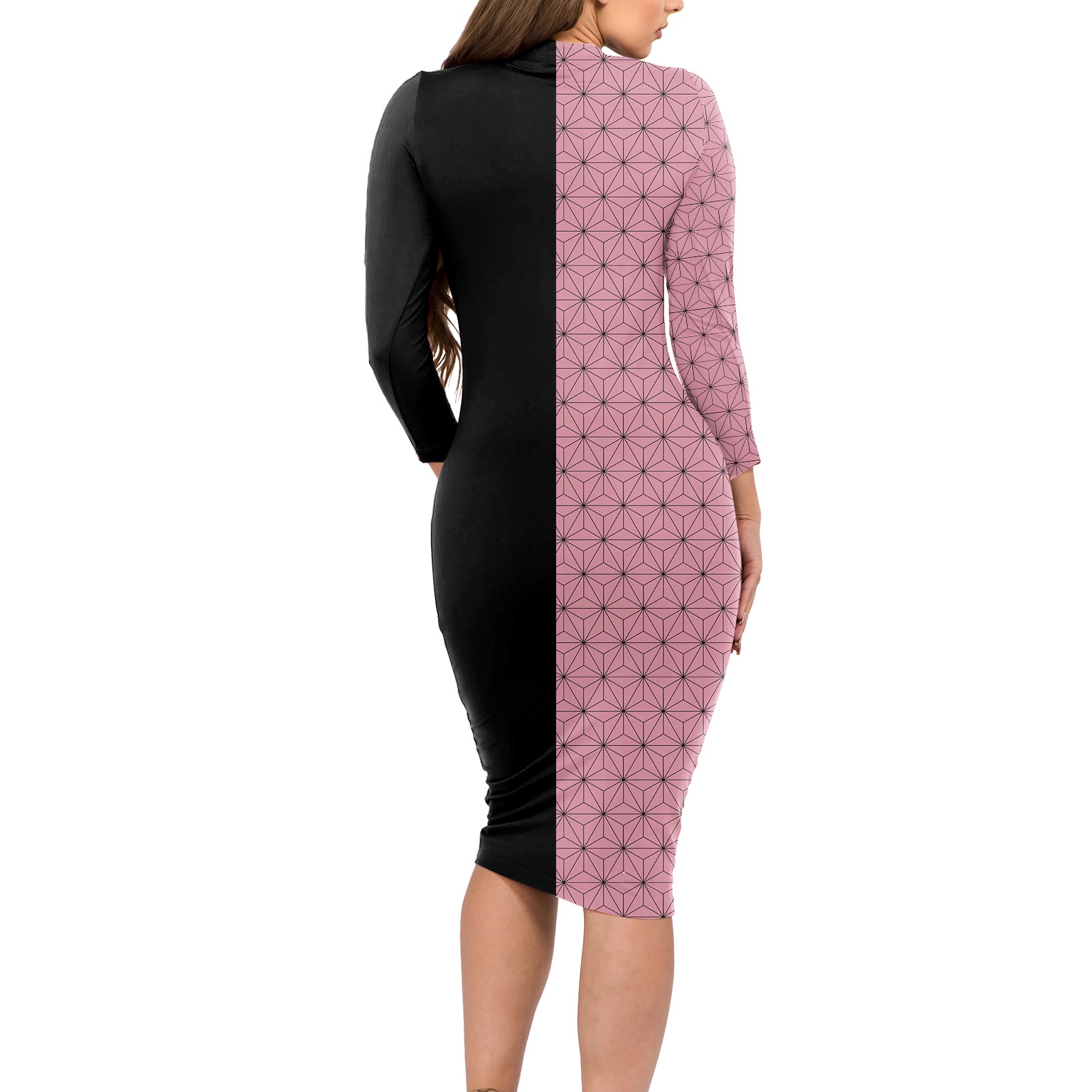 Nezuko Kamado Demon Slayer Long Sleeve Bodycon Dress Anime Style