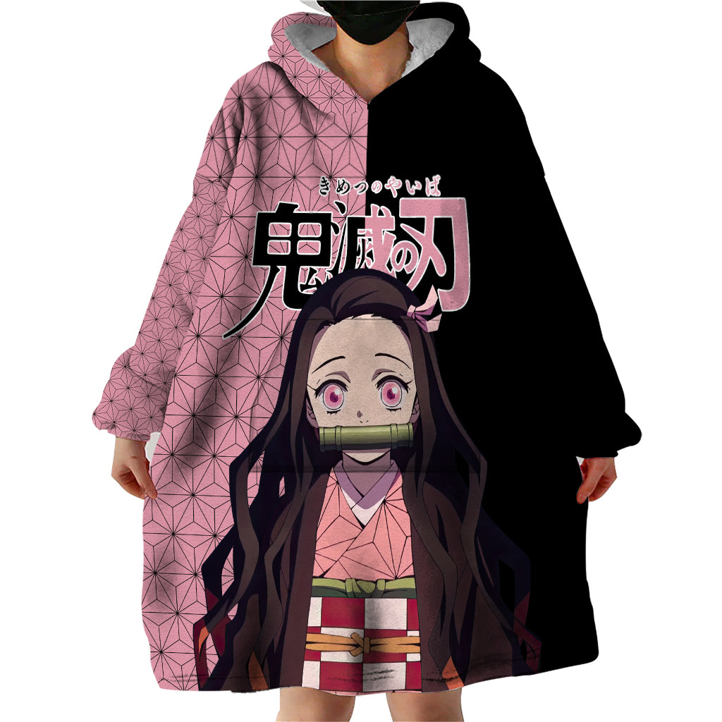 Nezuko Kamado Demon Slayer Wearable Blanket Hoodie Anime Style