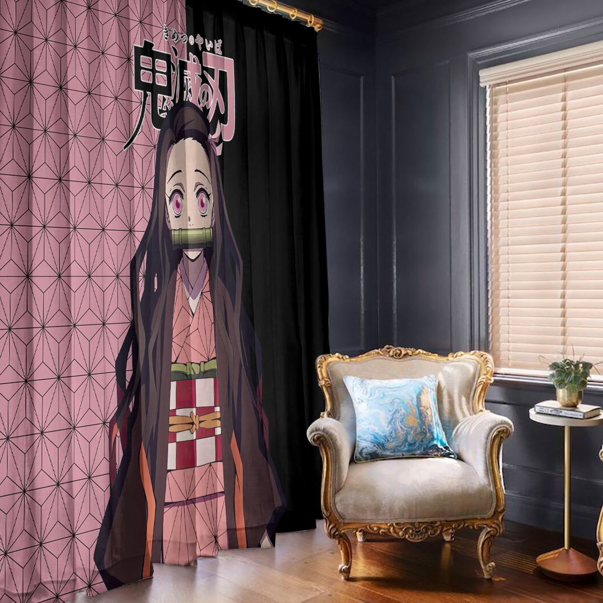 Nezuko Kamado Demon Slayer Window Curtain Anime Style