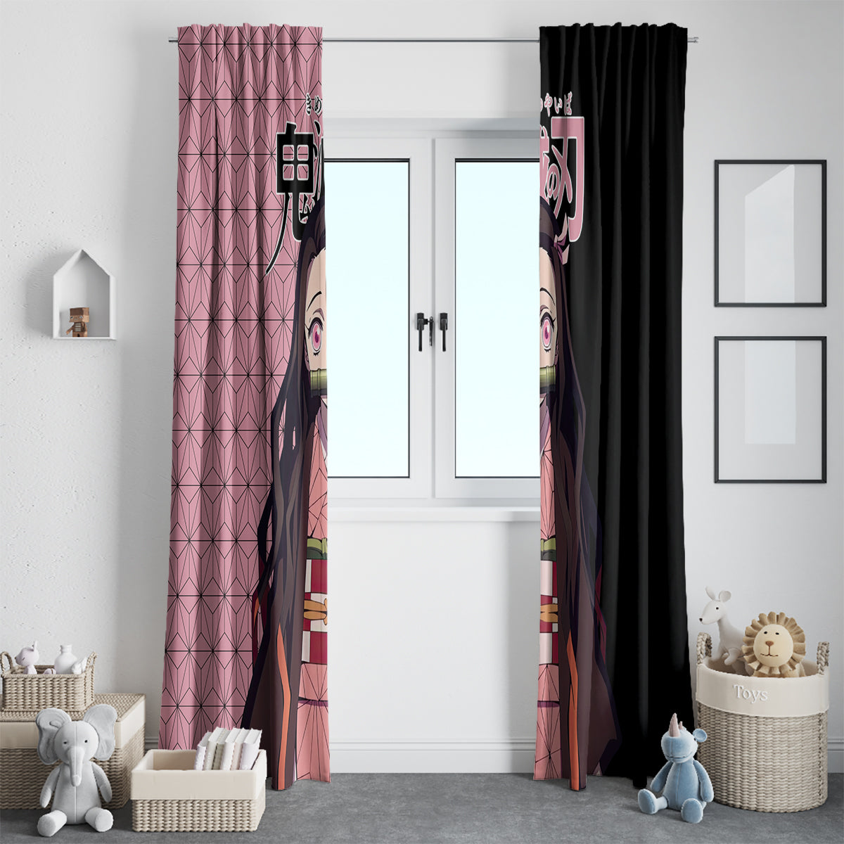 Nezuko Kamado Demon Slayer Window Curtain Anime Style