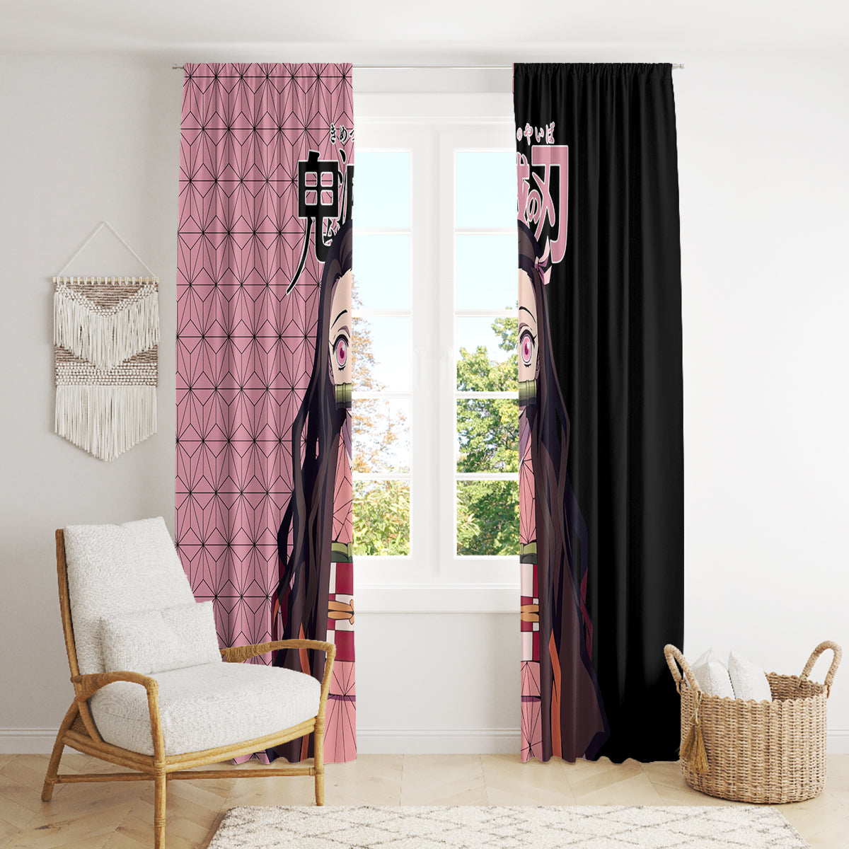 Nezuko Kamado Demon Slayer Window Curtain Anime Style