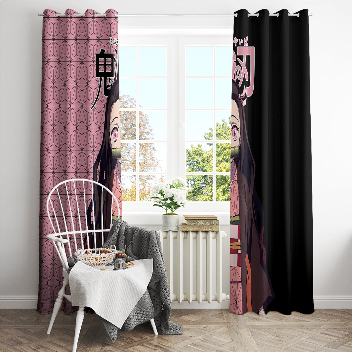Nezuko Kamado Demon Slayer Window Curtain Anime Style