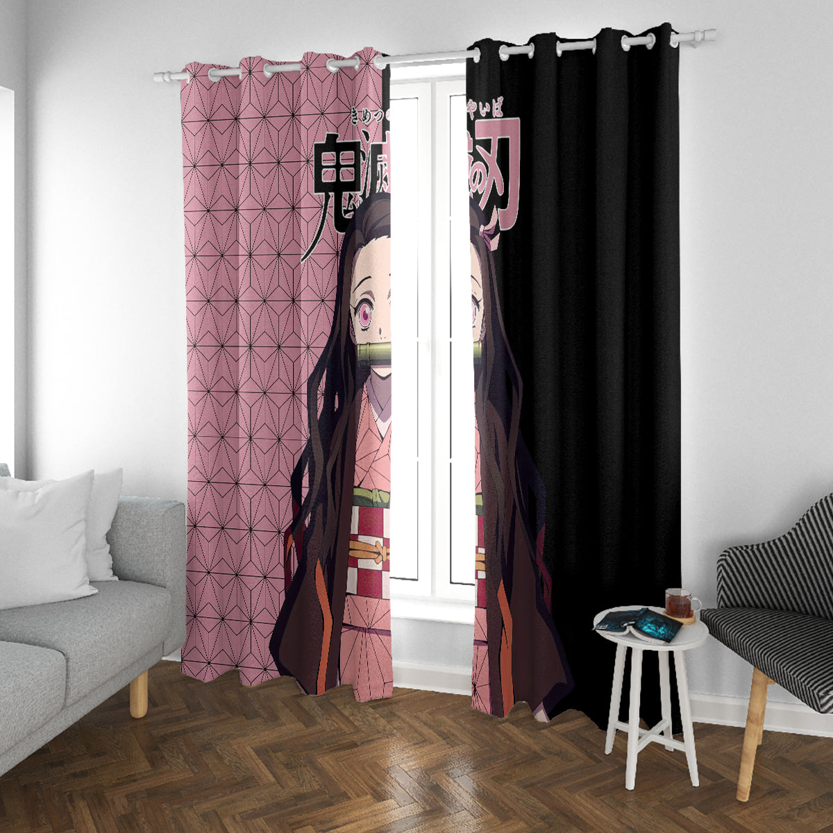 Nezuko Kamado Demon Slayer Window Curtain Anime Style