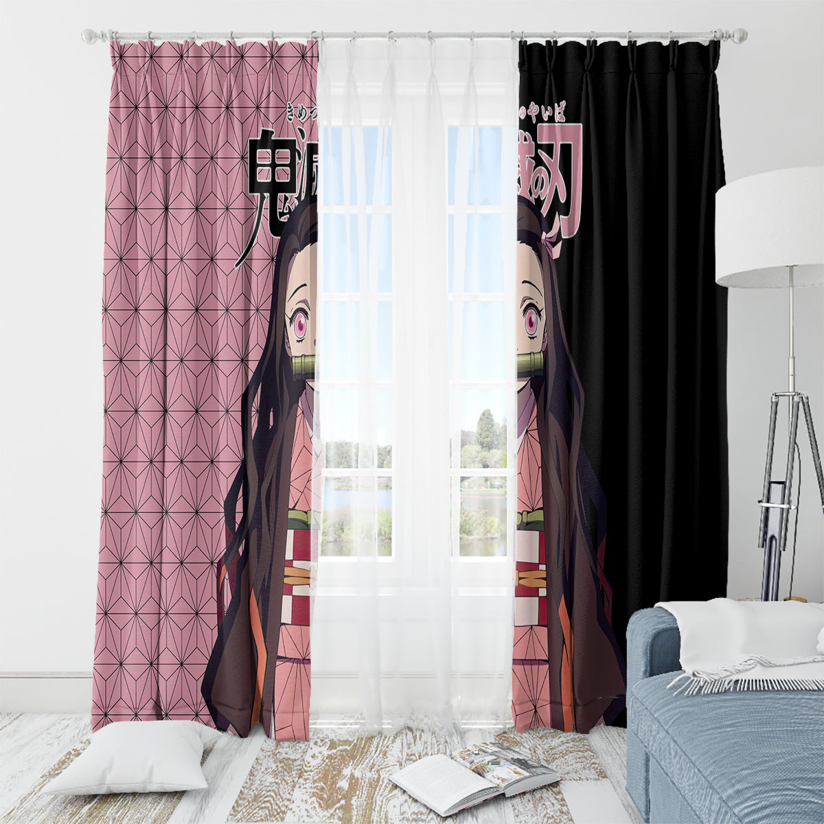 Nezuko Kamado Demon Slayer Window Curtain Anime Style