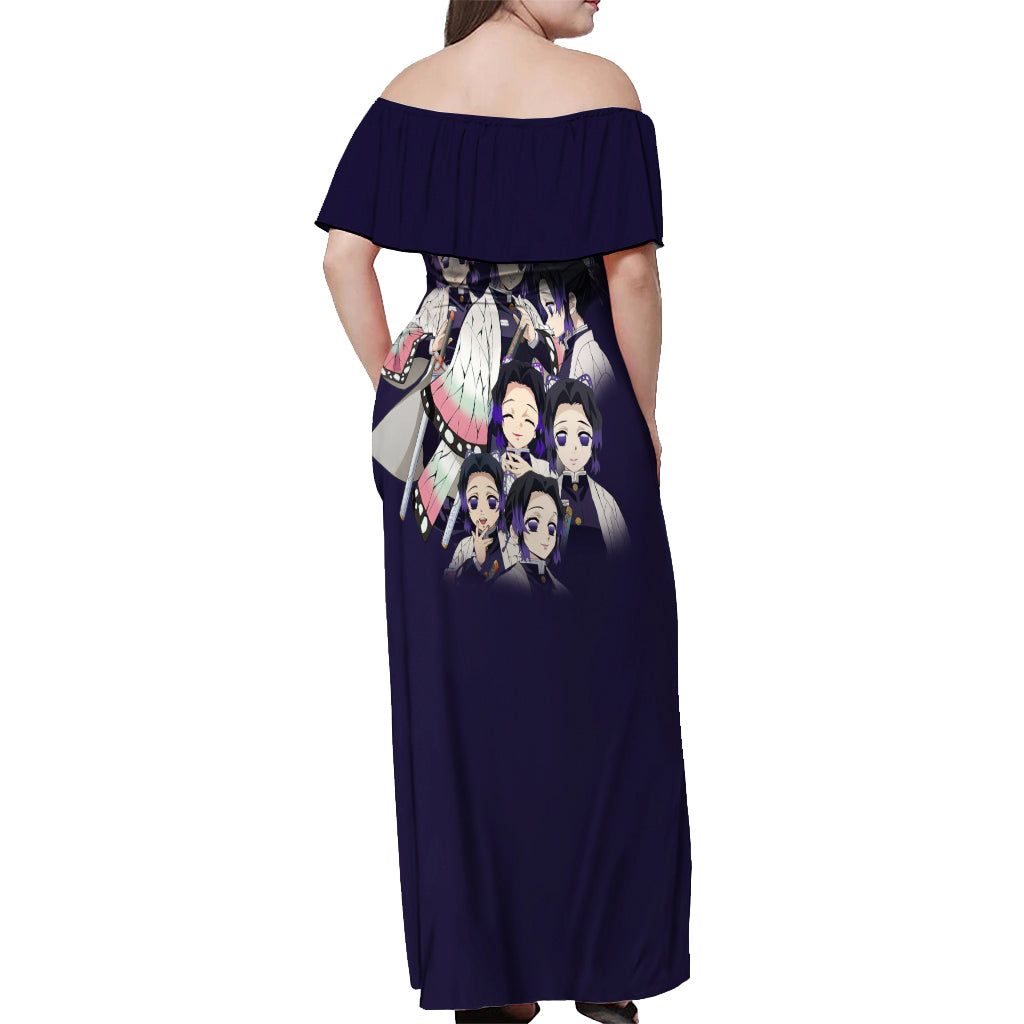 Shinobu Kocho Demon Slayer Off Shoulder Maxi Dress Anime Style