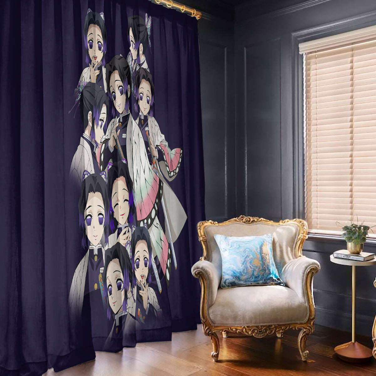 Shinobu Kocho Demon Slayer Window Curtain Anime Style