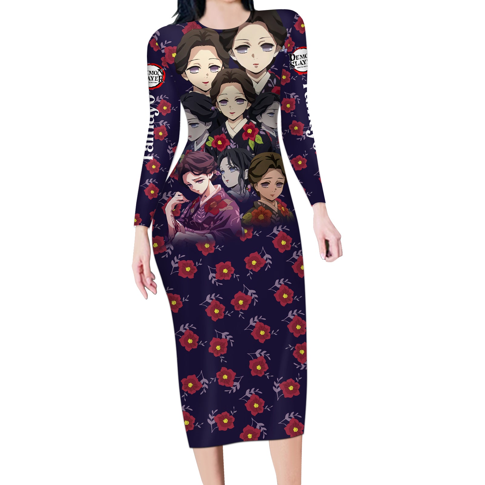 Tamayo Demon Slayer Long Sleeve Bodycon Dress Anime Style