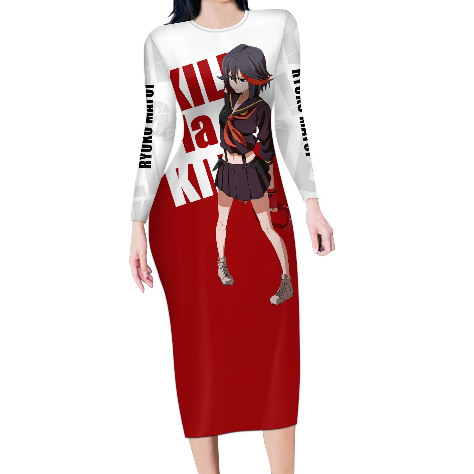Ryuko Matoi Kill La Kill Long Sleeve Bodycon Dress Anime Style