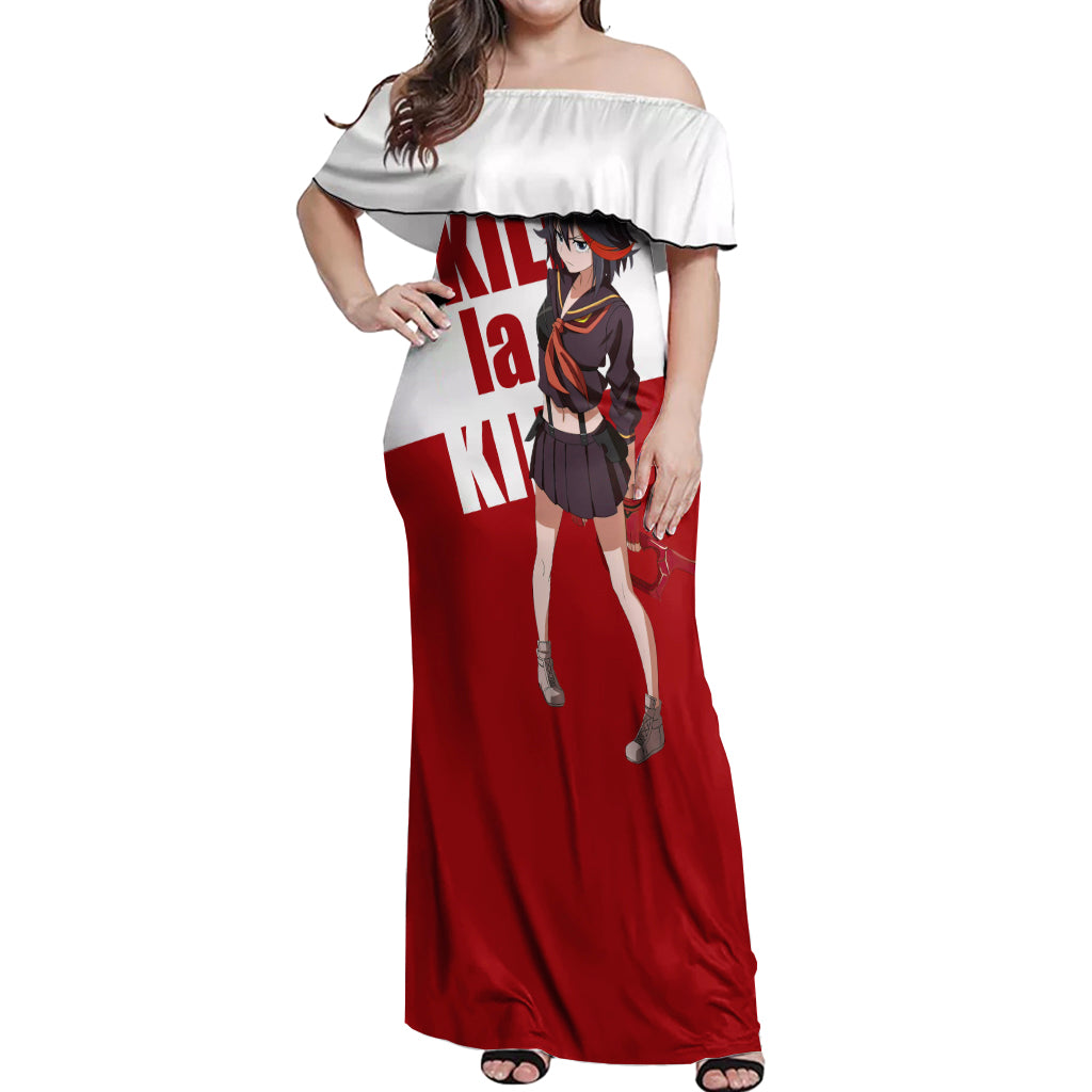 Ryuko Matoi Kill La Kill Off Shoulder Maxi Dress Anime Style