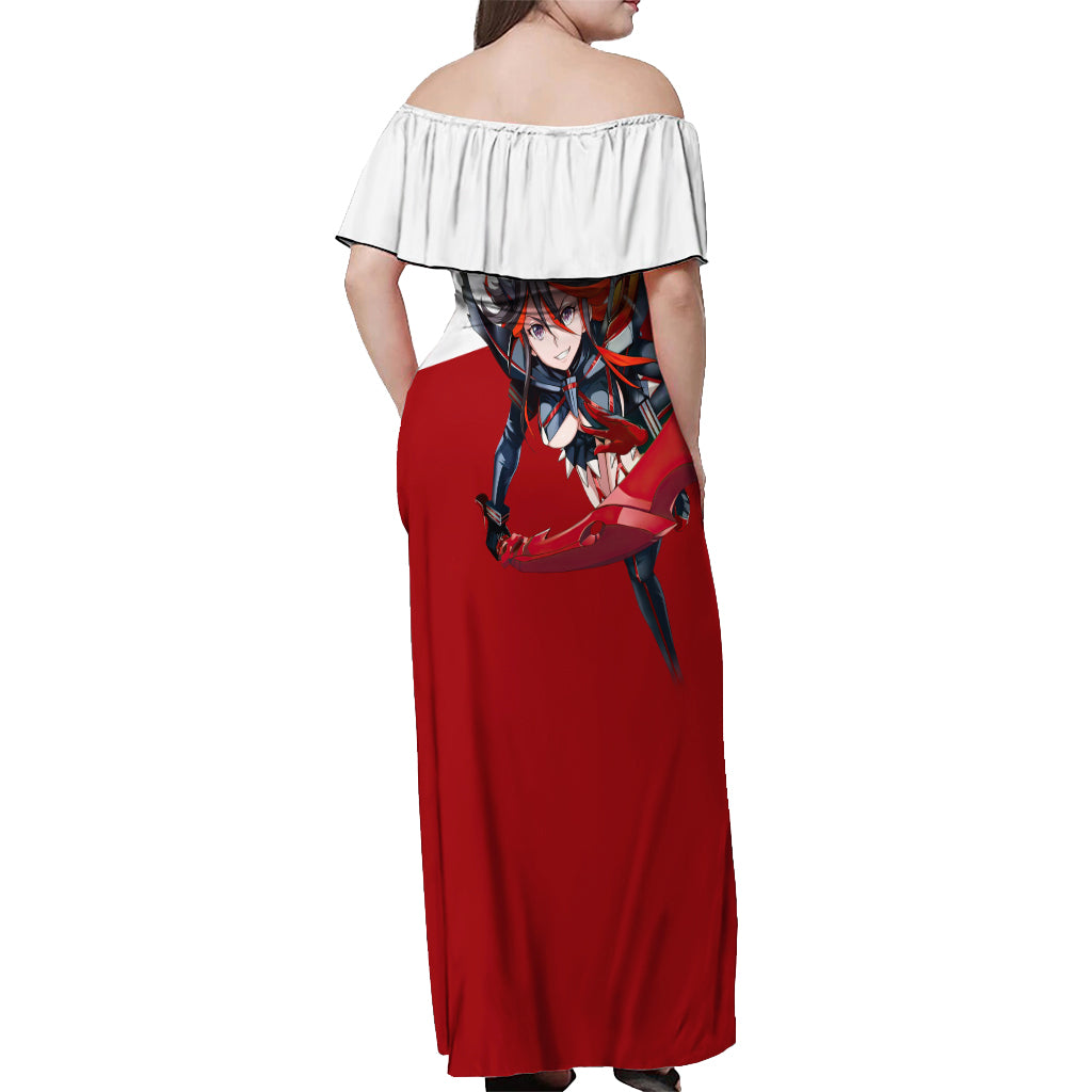 Ryuko Matoi Kill La Kill Off Shoulder Maxi Dress Anime Style