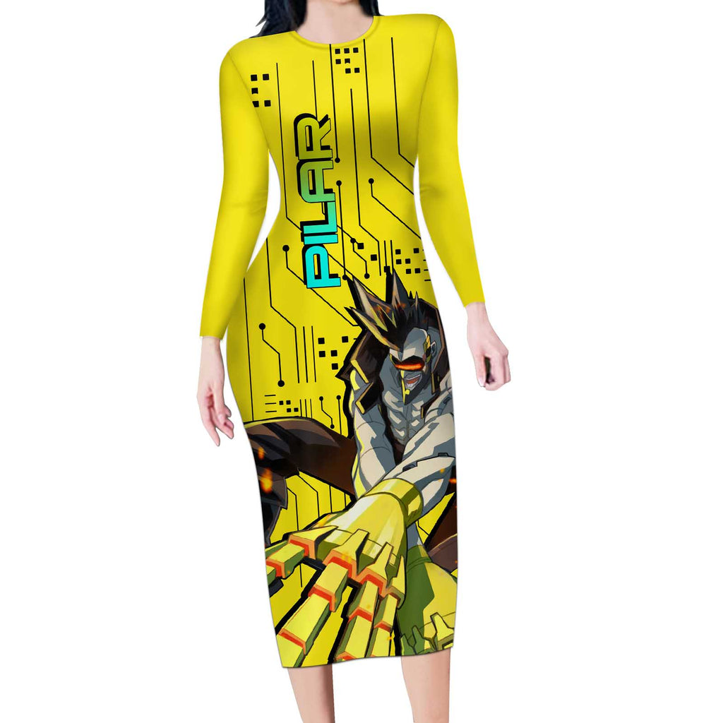 Pilar - Cyberpunk Edgerunners Long Sleeve Bodycon Dress Anime Style