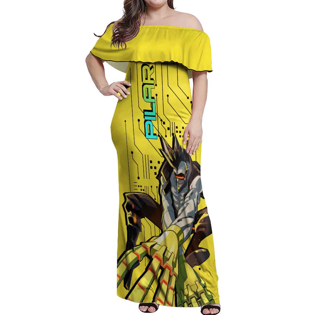 Pilar - Cyberpunk Edgerunners Off Shoulder Maxi Dress Anime Style