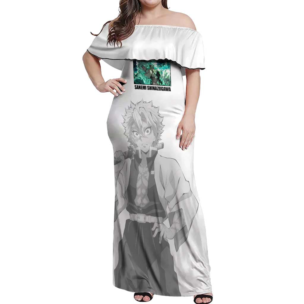 Sanemi Shinazugawa - Demon Slayer Off Shoulder Maxi Dress Anime Style