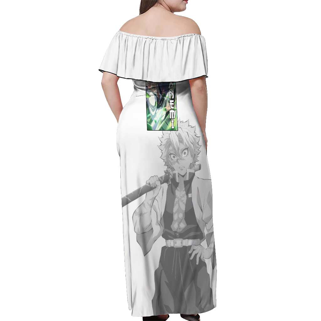 Sanemi Shinazugawa - Demon Slayer Off Shoulder Maxi Dress Anime Style