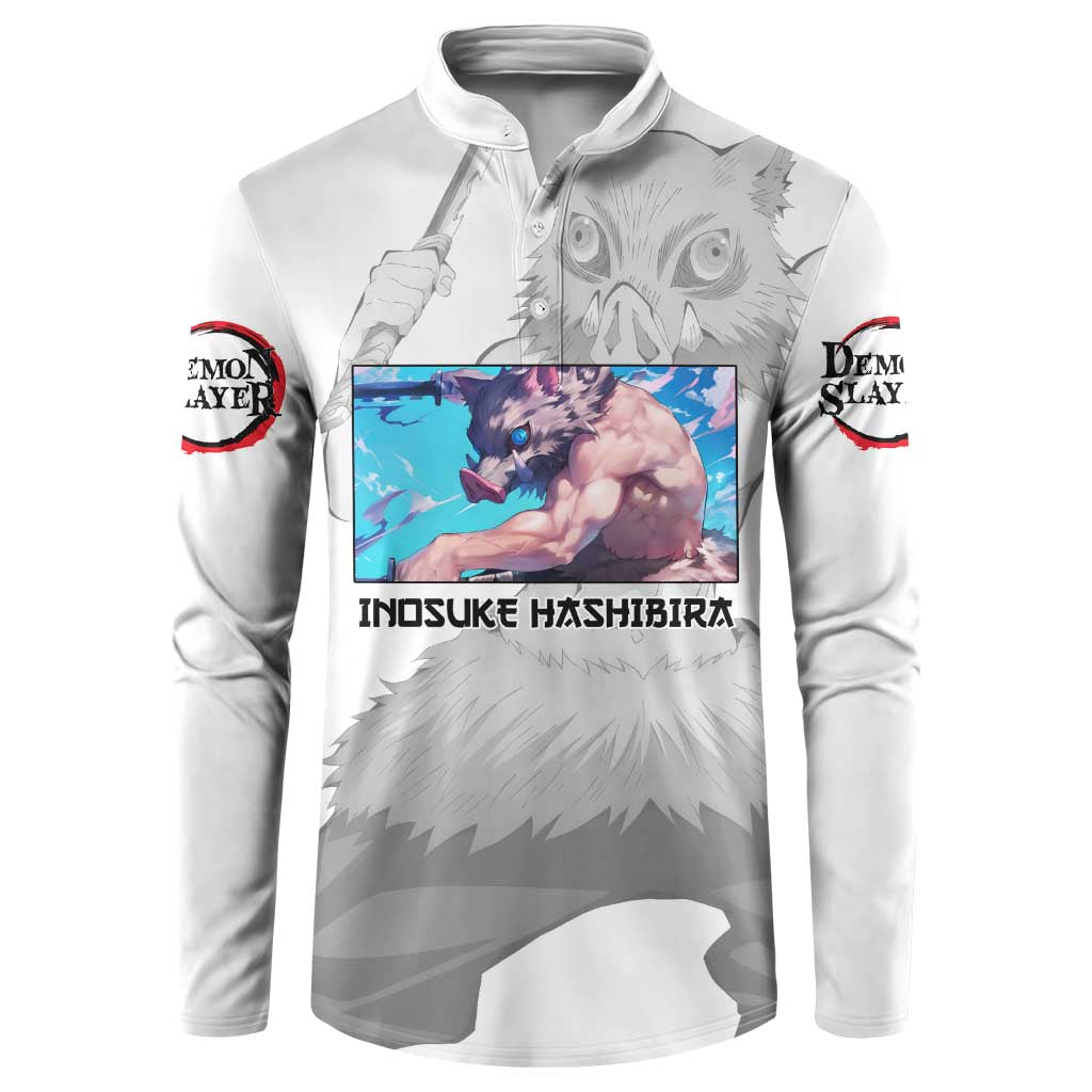 Hahibira Inosuke - Demon Slayer Button Sweatshirt Anime Style