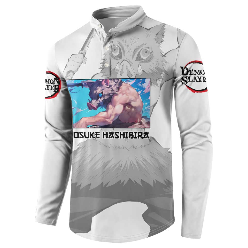 Hahibira Inosuke - Demon Slayer Button Sweatshirt Anime Style