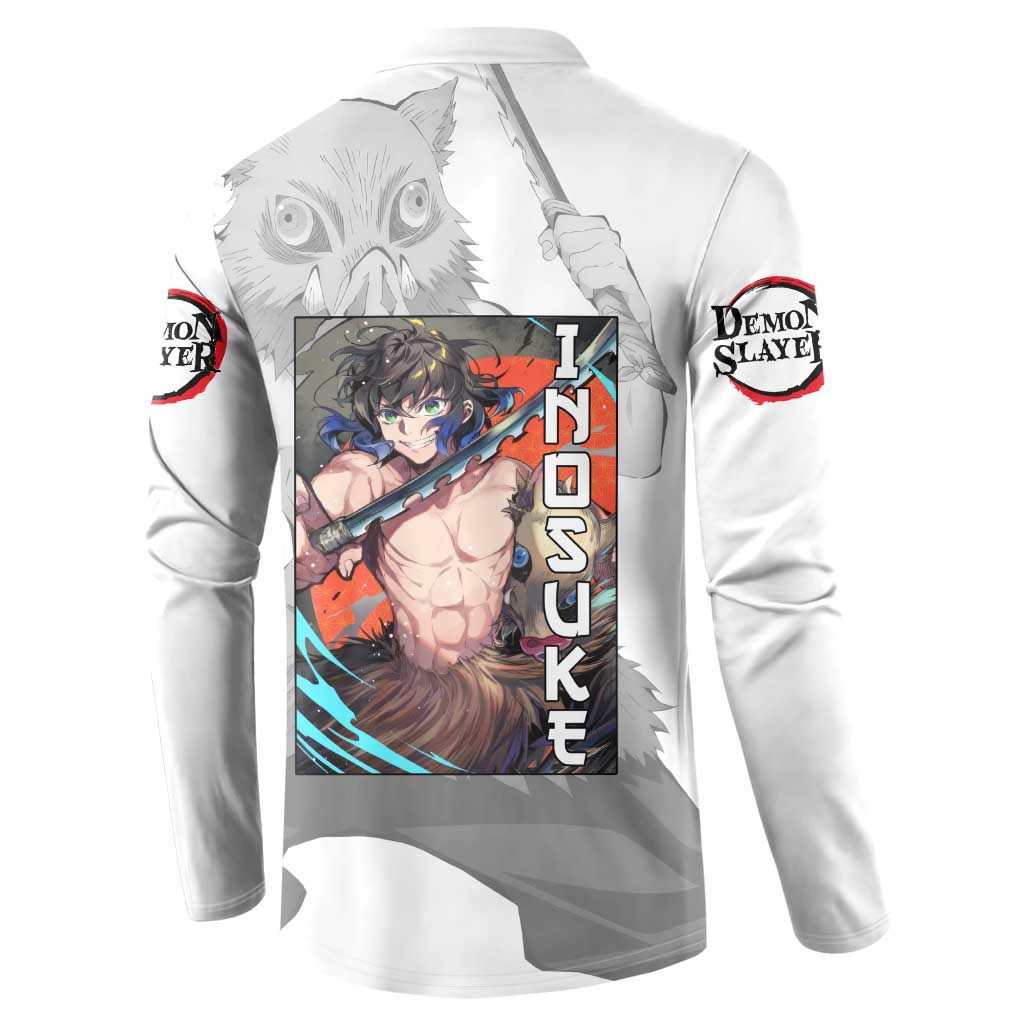 Hahibira Inosuke - Demon Slayer Button Sweatshirt Anime Style