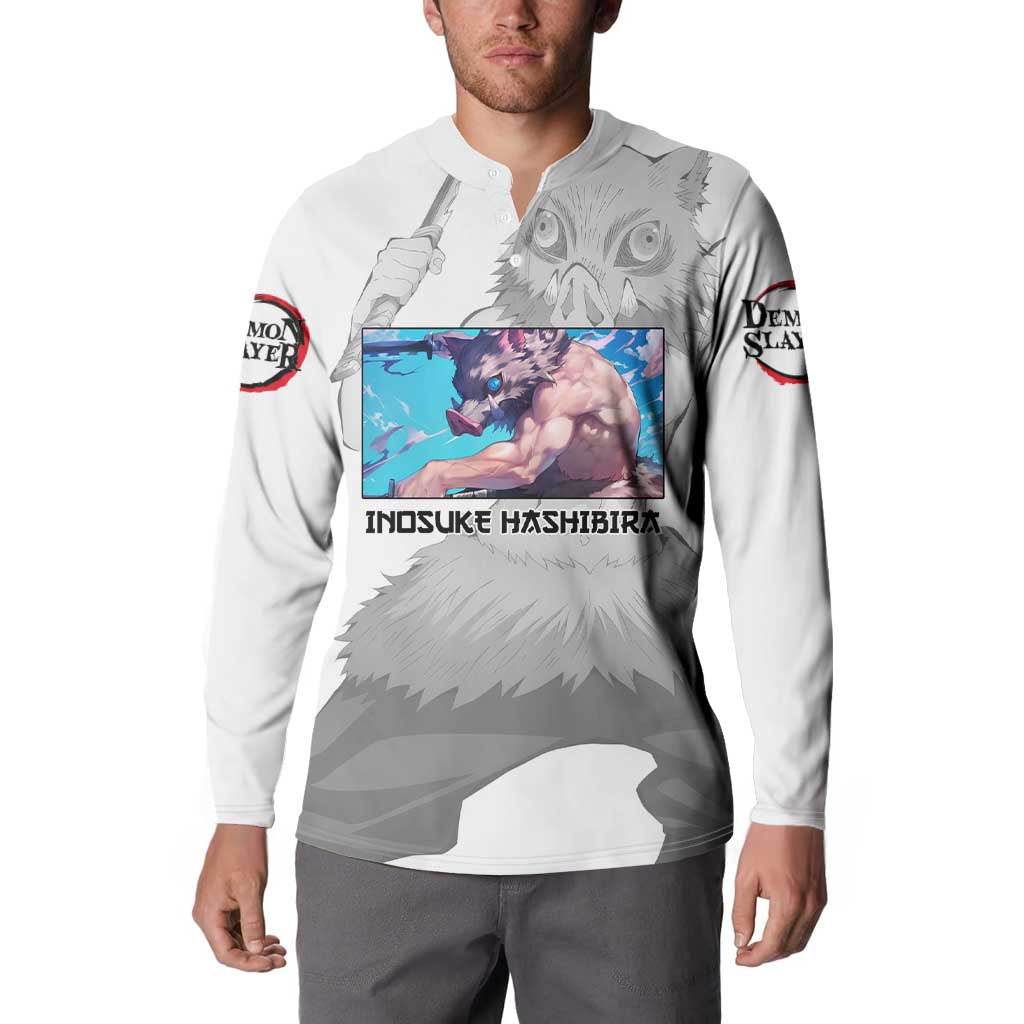 Hahibira Inosuke - Demon Slayer Button Sweatshirt Anime Style