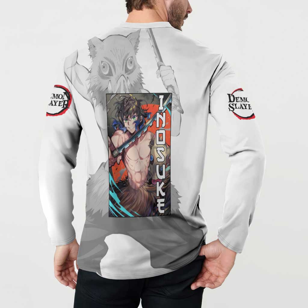 Hahibira Inosuke - Demon Slayer Button Sweatshirt Anime Style