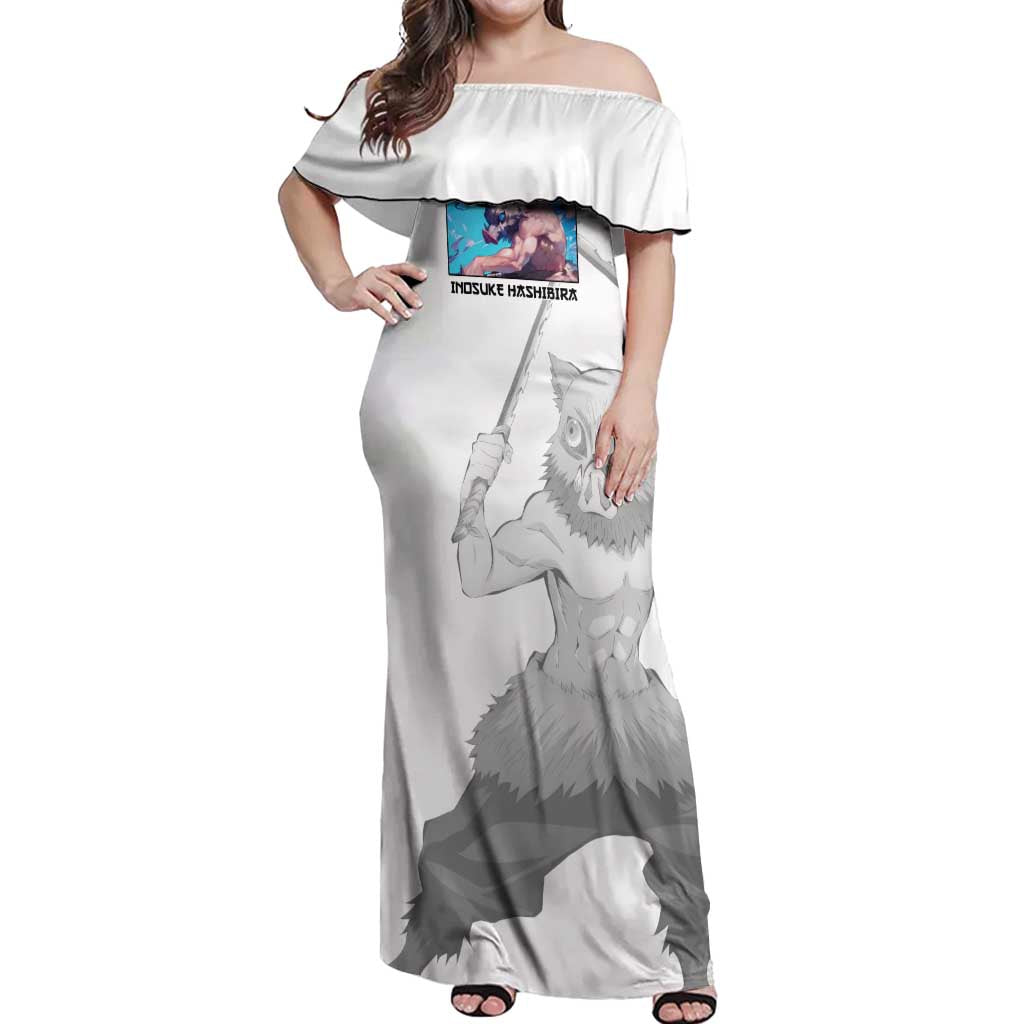 Hahibira Inosuke - Demon Slayer Off Shoulder Maxi Dress Anime Style