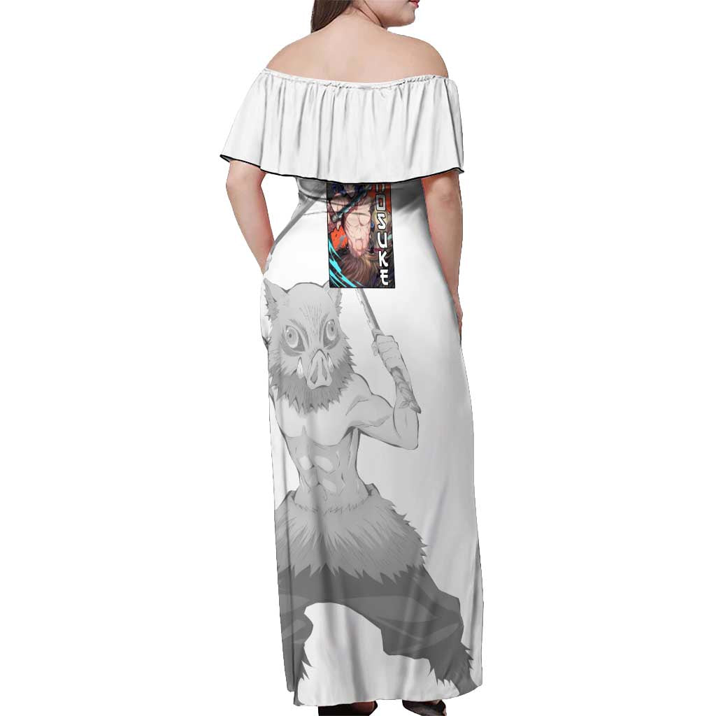Hahibira Inosuke - Demon Slayer Off Shoulder Maxi Dress Anime Style