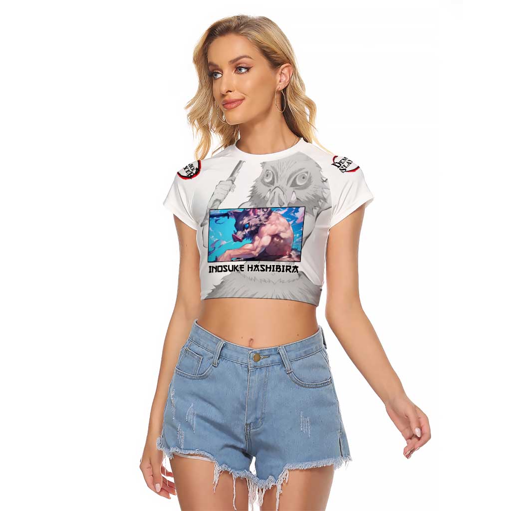 Hahibira Inosuke - Demon Slayer Raglan Cropped T Shirt Anime Style