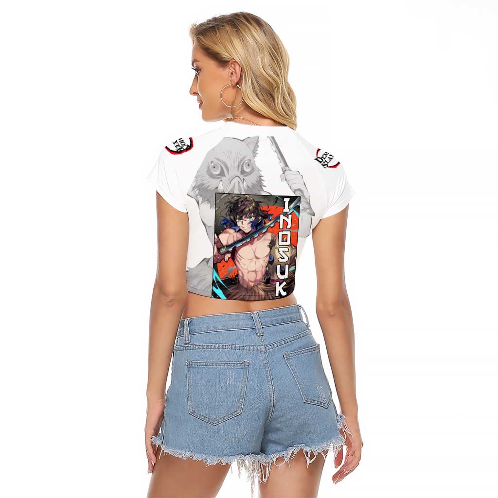 Hahibira Inosuke - Demon Slayer Raglan Cropped T Shirt Anime Style