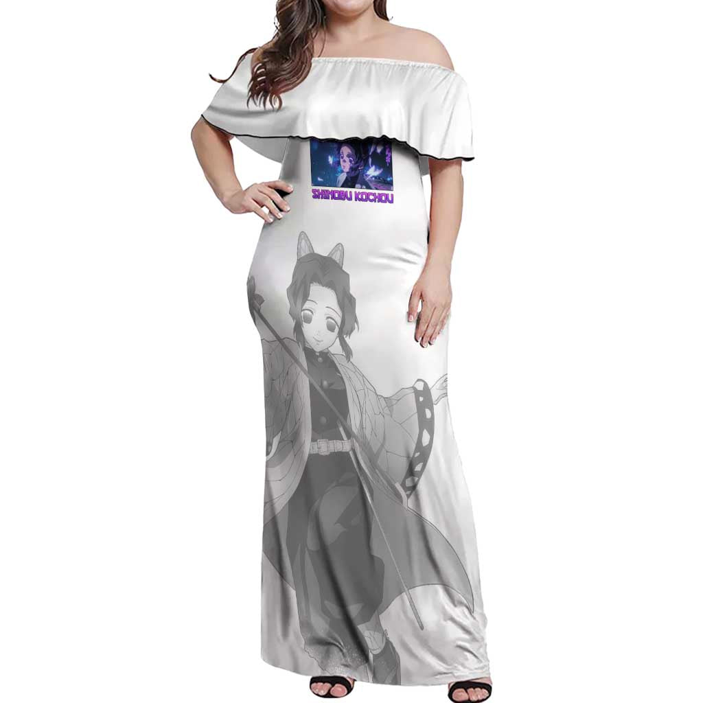 Shinobu Kochou - Demon Slayer Off Shoulder Maxi Dress Anime Style