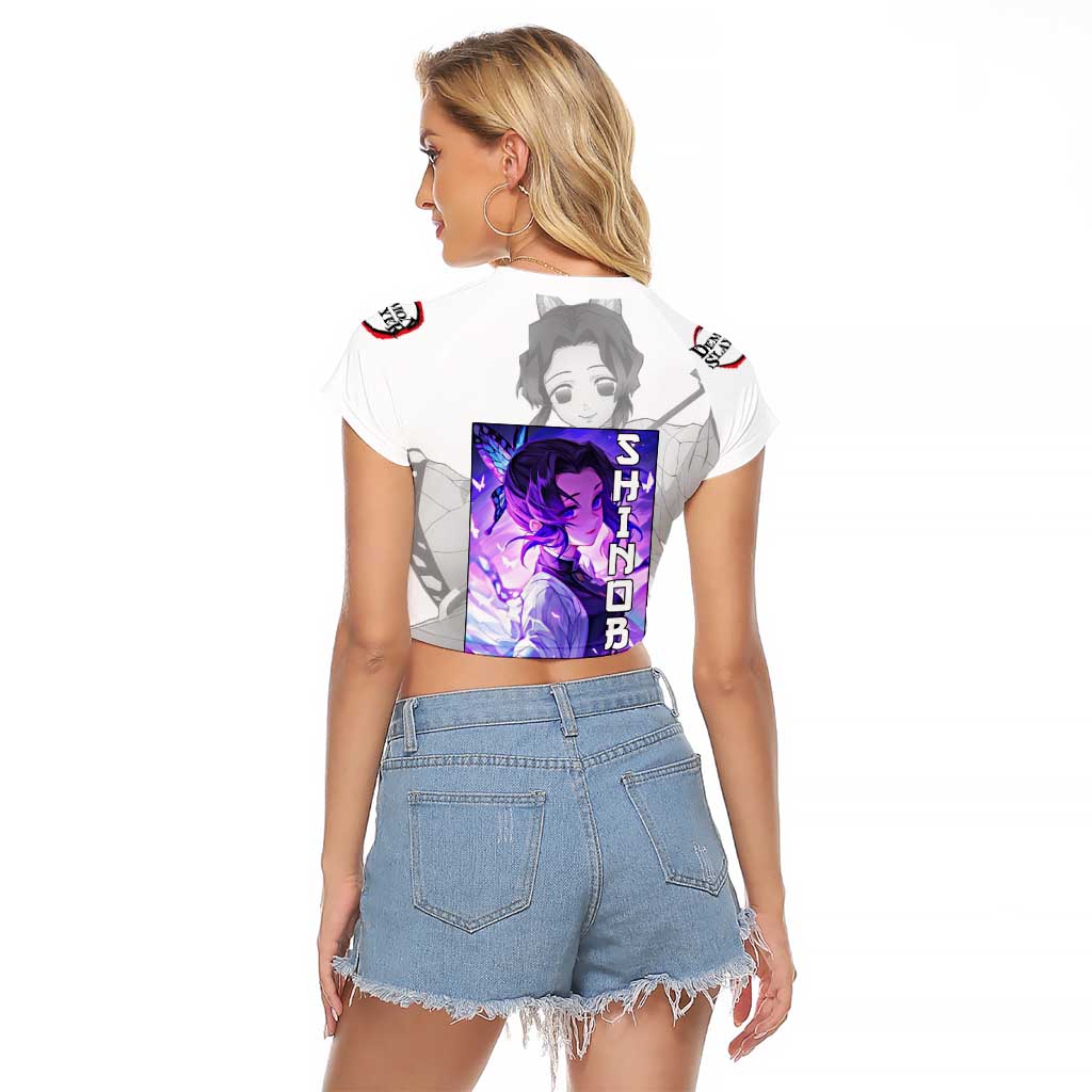 Shinobu Kochou - Demon Slayer Raglan Cropped T Shirt Anime Style