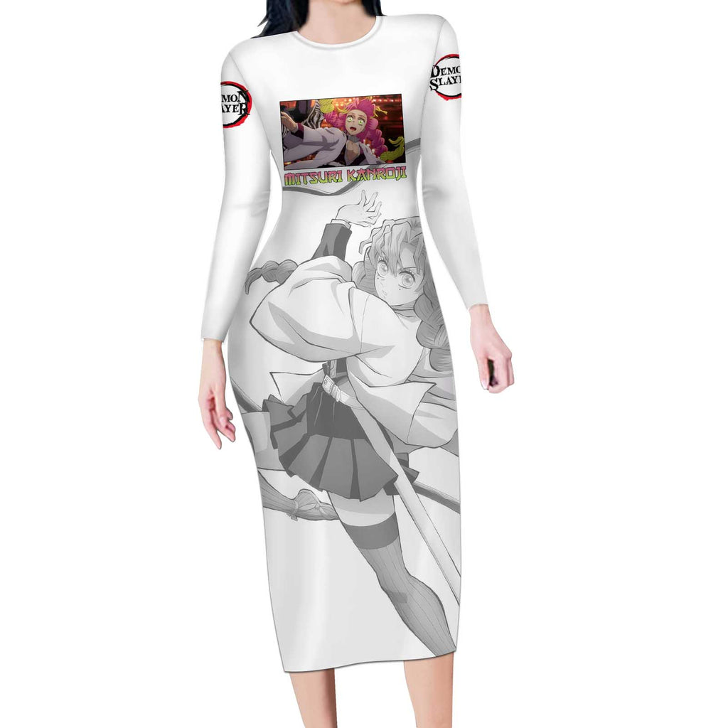 Mitsuri Kanroji - Demon Slayer Long Sleeve Bodycon Dress Anime Style