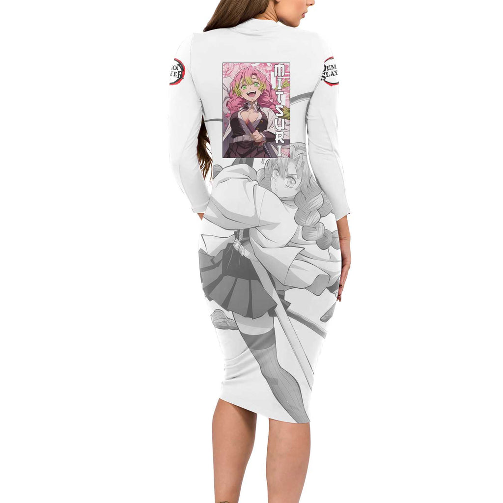 Mitsuri Kanroji - Demon Slayer Long Sleeve Bodycon Dress Anime Style