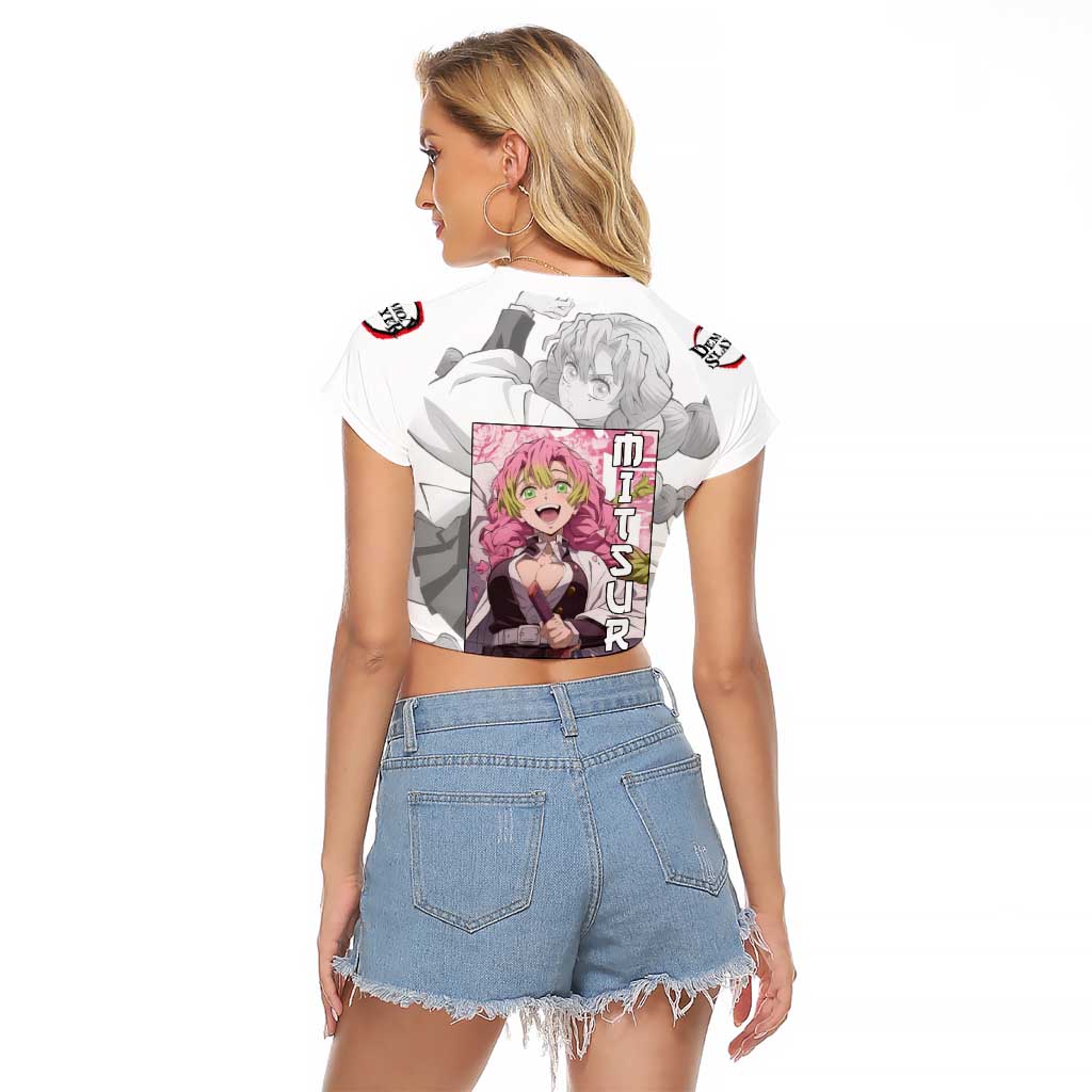 Mitsuri Kanroji - Demon Slayer Raglan Cropped T Shirt Anime Style