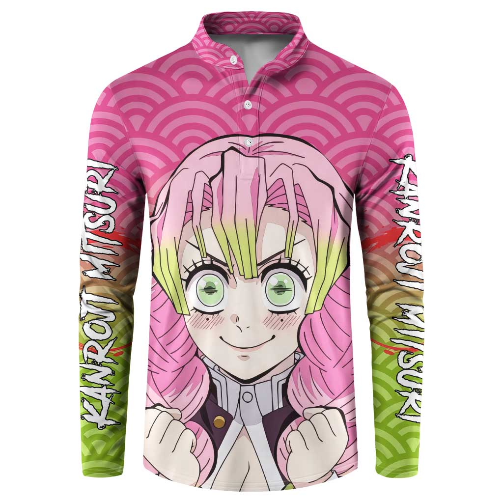 Mitsuri Kanroji - Demon Slayer Button Sweatshirt Anime Style
