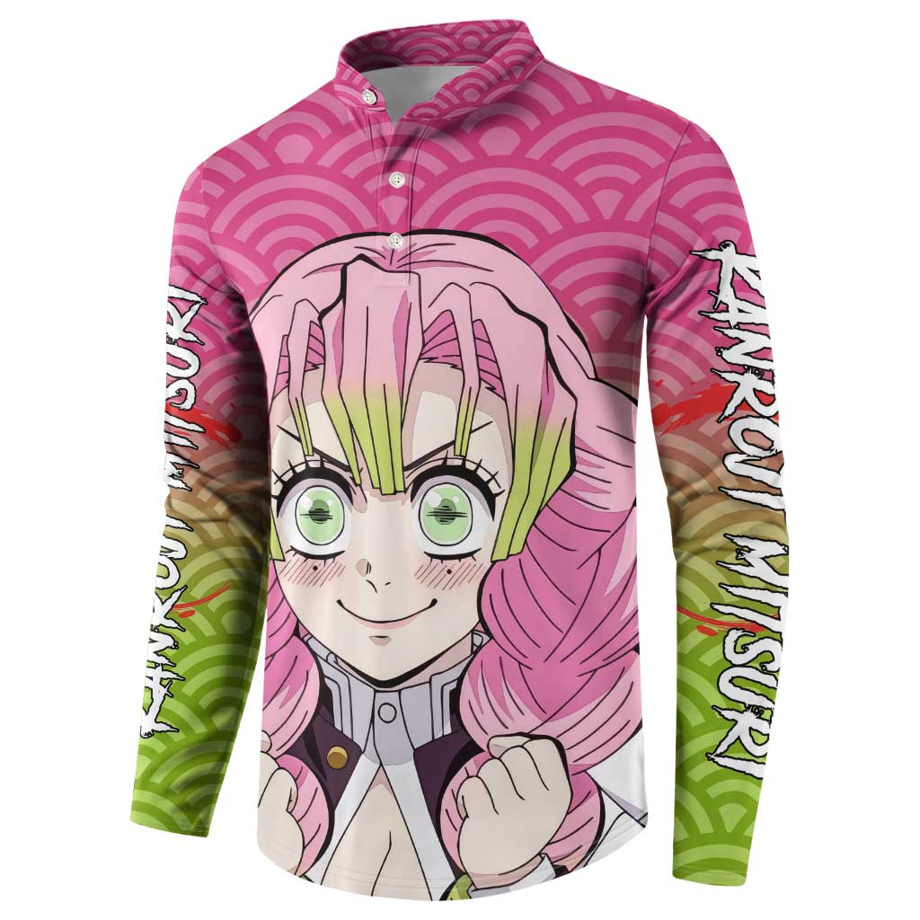 Mitsuri Kanroji - Demon Slayer Button Sweatshirt Anime Style