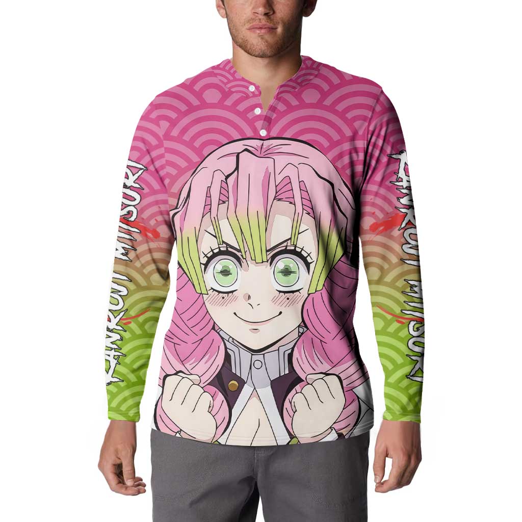 Mitsuri Kanroji - Demon Slayer Button Sweatshirt Anime Style
