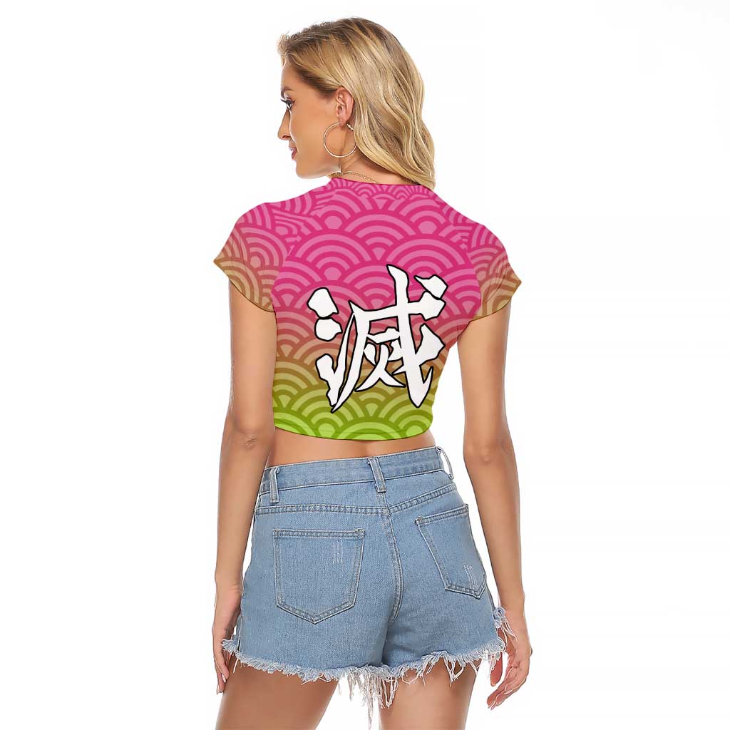 Mitsuri Kanroji - Demon Slayer Raglan Cropped T Shirt Anime Style