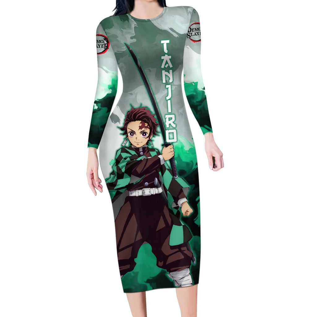 TanjIro Kamado - Demon Slayer Long Sleeve Bodycon Dress Anime Style