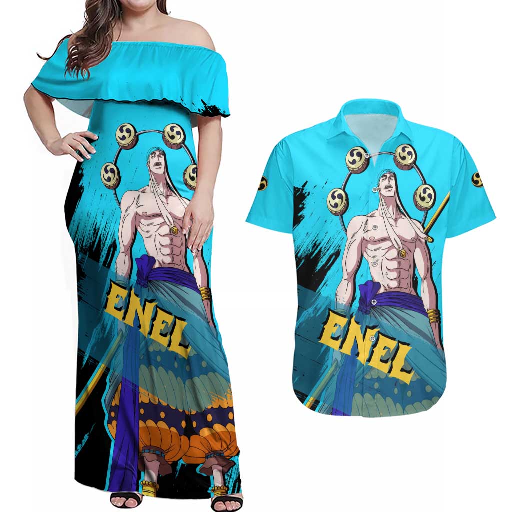 Enel - One Piece Couples Matching Off Shoulder Maxi Dress and Hawaiian Shirt Anime Style