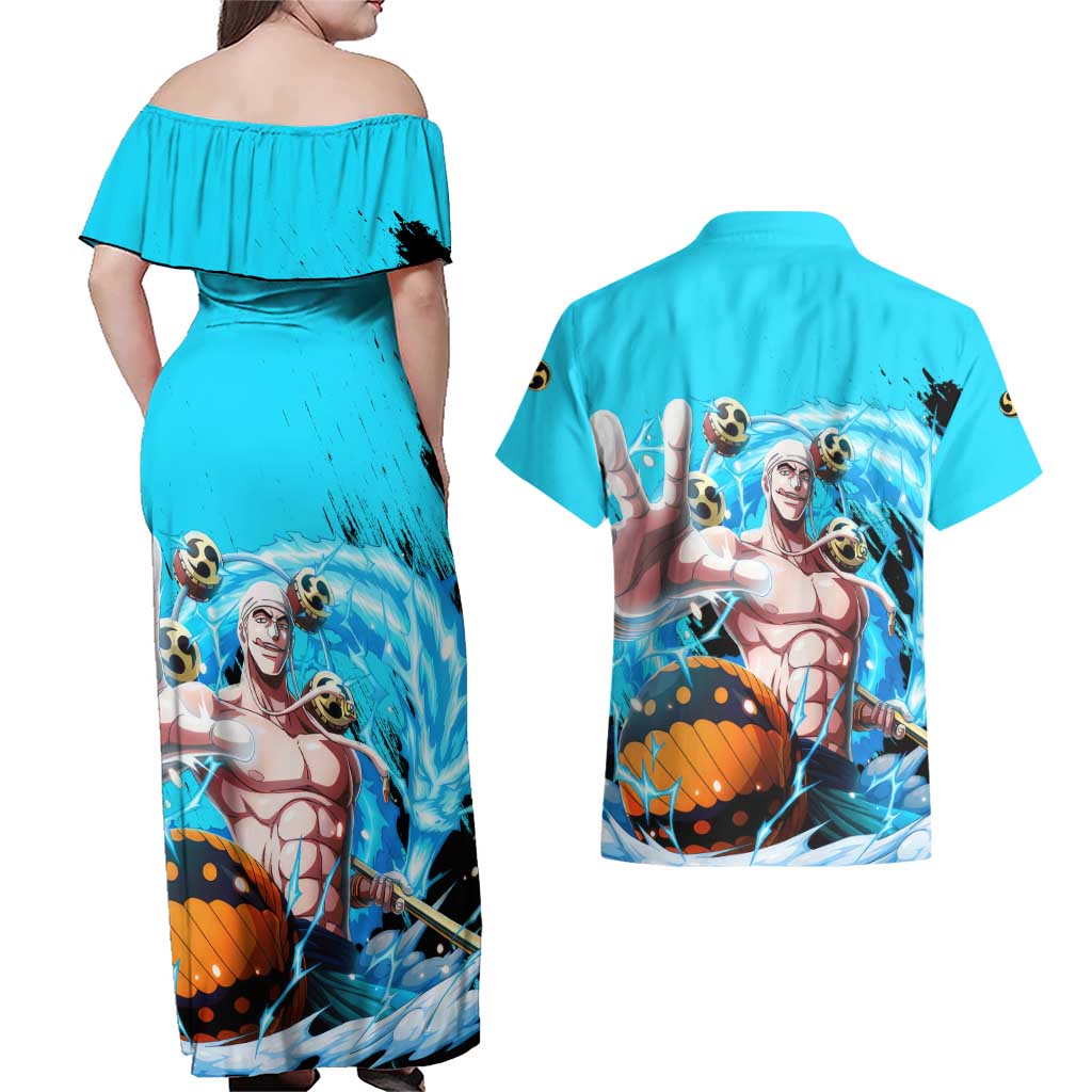 Enel - One Piece Couples Matching Off Shoulder Maxi Dress and Hawaiian Shirt Anime Style