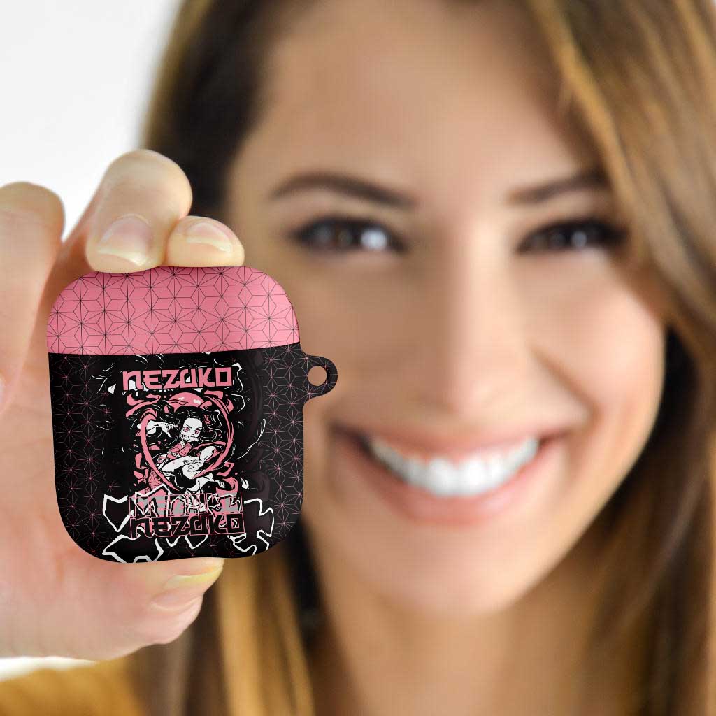 Nezuko Demon Slayer AirPods Case with Pink and Black Manga Style Design - The Mazicc