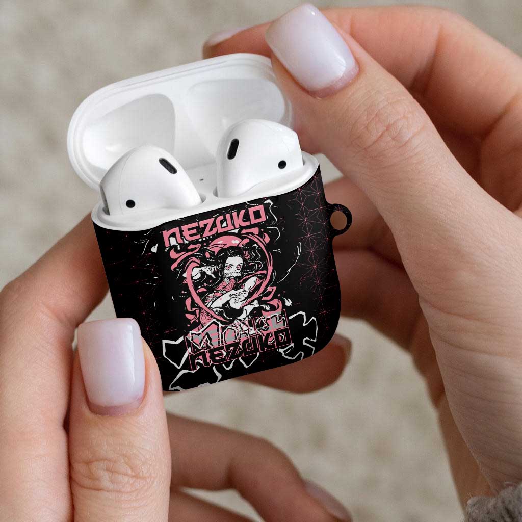 Nezuko Demon Slayer AirPods Case with Pink and Black Manga Style Design - The Mazicc