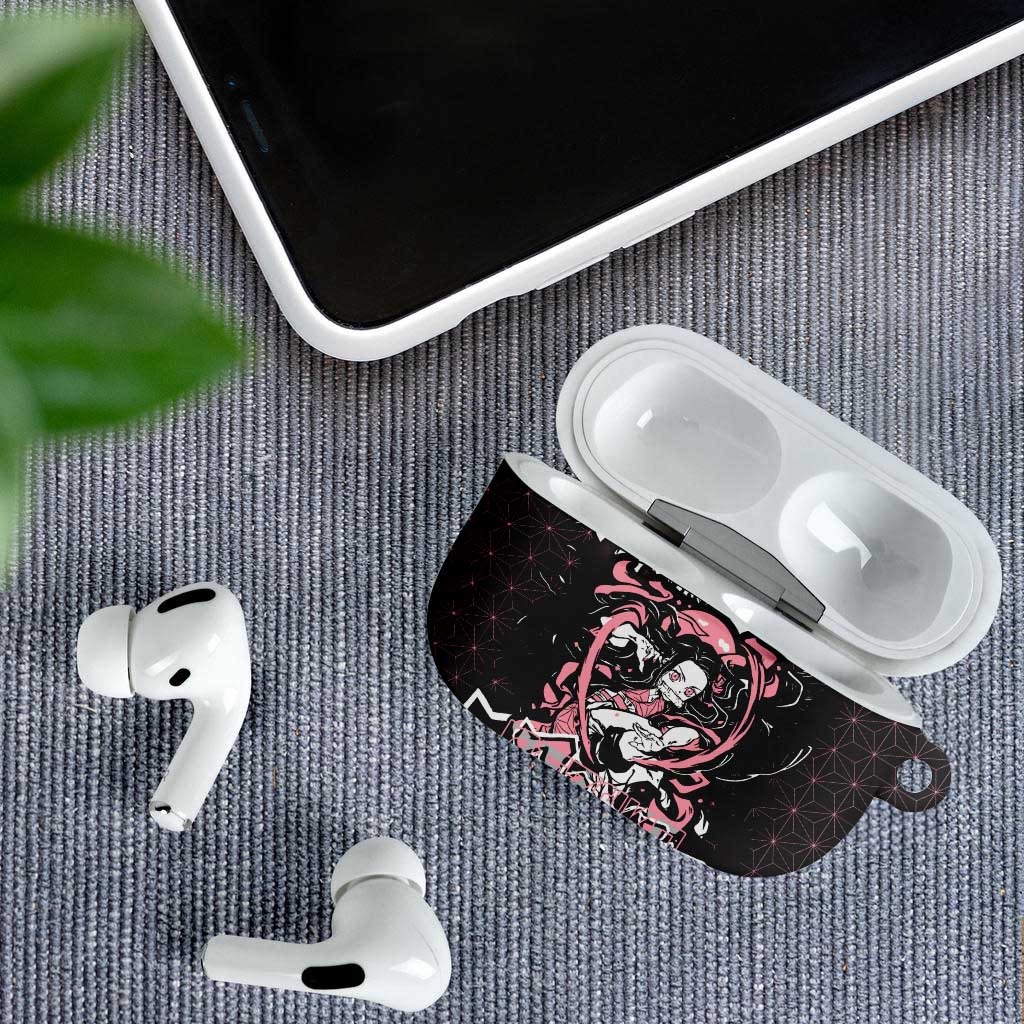 Nezuko Demon Slayer AirPods Case with Pink and Black Manga Style Design - The Mazicc
