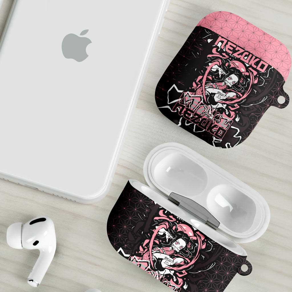 Nezuko Demon Slayer AirPods Case with Pink and Black Manga Style Design - The Mazicc