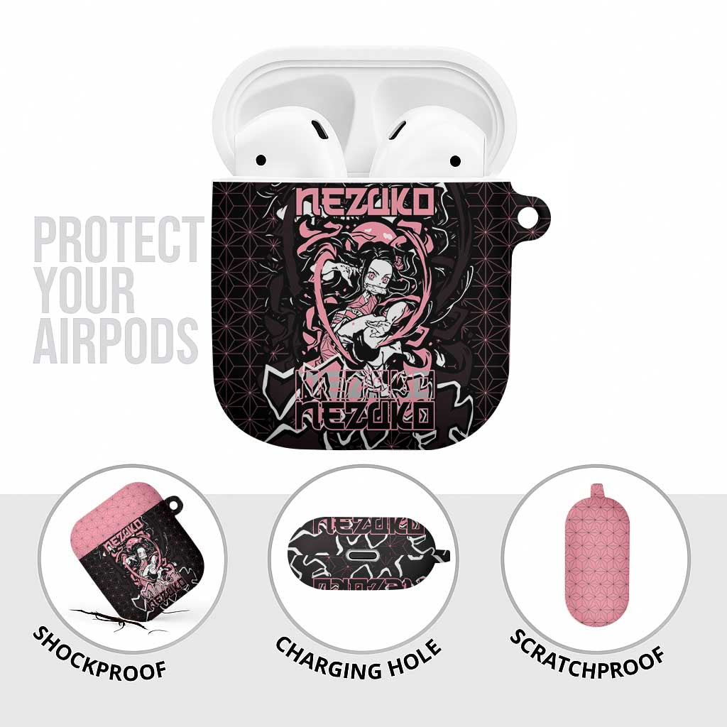 Nezuko Demon Slayer AirPods Case with Pink and Black Manga Style Design - The Mazicc