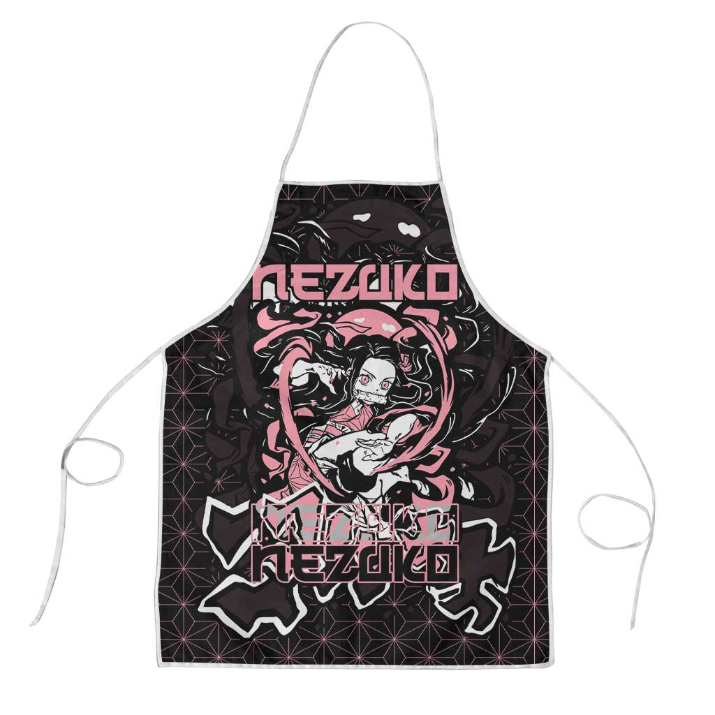 Nezuko Demon Slayer Apron with Pink and Black Manga Style Design - The Mazicc